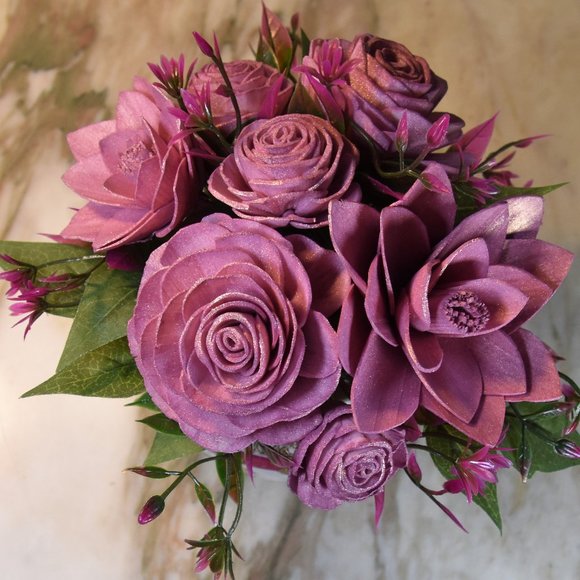 Elegant Mikado vintage sugar bowl - bursting with rose gold Sola wood flowers - Picture 10 of 12